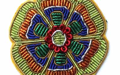 Hand Embroidered Colorful Flower Bullion Badges