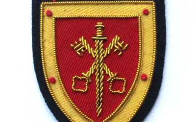 Hand Embroidery Cross Key With Sword Bullion Badge