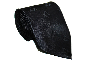 Masonic Black Masons Silk Tie with self print Square Compass