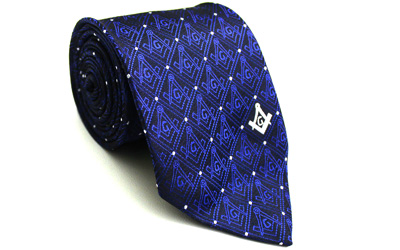 Masonic Tie with Square Compass with G Blue