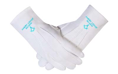 Masonic Gloves with Personalized Lodge Name & Number