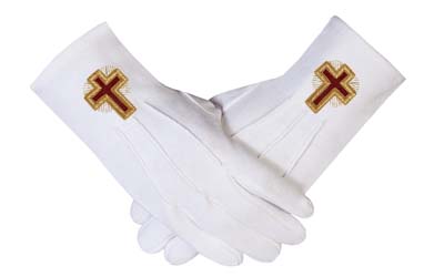 Eminent Commander White Cotton Masonic Regalia Gloves