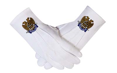  Masonic Scottish Rite 32 Degree Consistory Cotton Fabric Gloves Mason Regalia