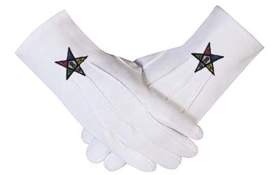 Masonic Regalia OES Order of the Eastern Star 100% Cotton Gloves 