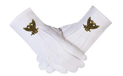 32 DEGREE WINGS UP & SCOTTISH RITE MASONIC EMBROIDERED GLOVES