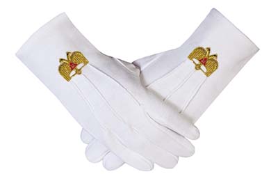 Hot Selling Cheap Hand Embroidered Scottish Rite Masonic Cotton Gloves