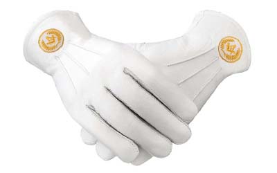 Masonic Regalia White Soft Leather Gloves Square Compass & G