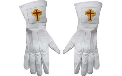  Knights Templar High Quality White Leather Gauntlet Gloves with Cross Emblem