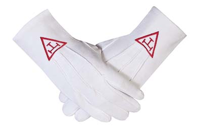 High Quality Masonic Royal Arch Cotton Gloves with beautiful Embroidery Logo Red