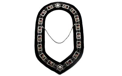 Masonic Knight Templar Officer Chain Collar Silver Jewels on Black Velvet